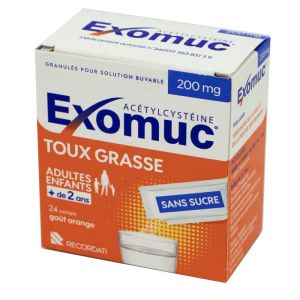 Exomuc 200 mg, granulés pour solution buvable - 24 sachets