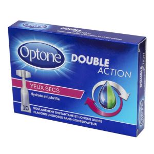 OPTONE Double Action Yeux Secs 10 Unidoses de 0.5ml - Hydrate et Lubrifie