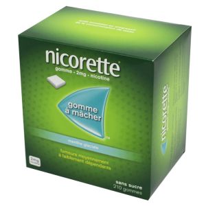 Nicorette 2 mg menthe glaciale, sans sucre - 210 gommes à mâcher