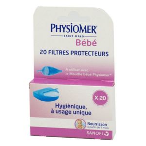 PHYSIOMER Bébé 20 Filtres Protecteurs à Usage Unique - A Utiliser avec le Mouche-Bébé Physiomer