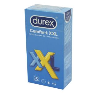 DUREX COMFORT XXL - 10 Préservatifs Lubrifiés Extra Large 60mm et Extra Long