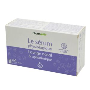 PHARMACTIV Le Sérum Physiologique 40 Unidoses de 5ml - Lavage Nasal et Ophtalmique