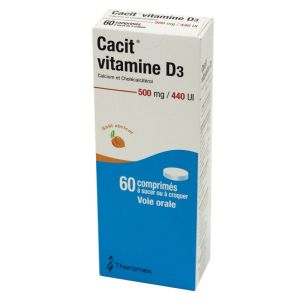 Cacit Vitamine D3 500 mg/440 UI, comprimé à sucer ou à croquer Bte/60