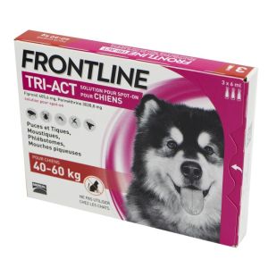 FRONTLINE TRI ACT XL - 3 Pipettes - Chiens de 40 à 60 kg - Traitement, Prévention des Infestations