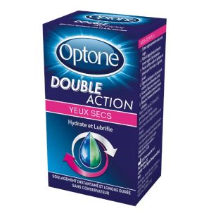 OPTONE Double Action Yeux Secs 10ml - Gouttes Hydratantes et Lubrifiantes - Dès 2 Ans