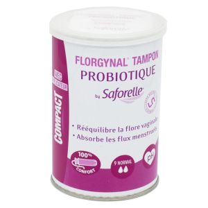 SAFORELLE Florgynal Compact NORMAL Tampon Probiotique AVEC Applicateur - Flore Vaginale - Bte/9