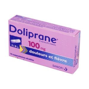 Doliprane 100 mg, 10 suppositoires sécables