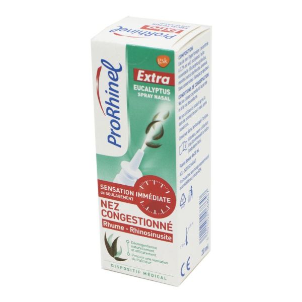 PRORHINEL Extra Eucalyptus Spray Nasal - Décongestionne le Nez en Moins de 3 Minutes en Cas de Rhume