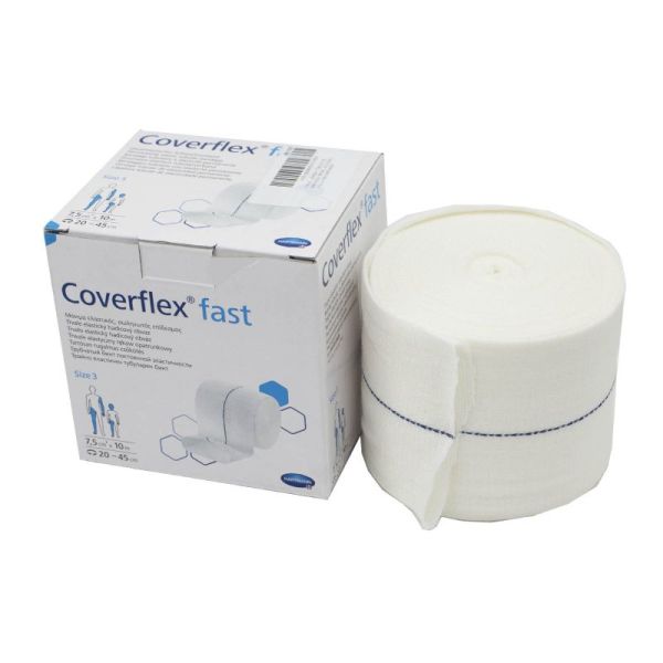 COVERFLEX FAST 7.5cm x 10m Ligne Bleue - 1 Bandage Tubulaire a Elasticité Permanente