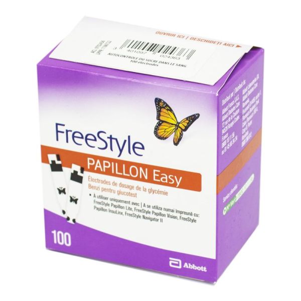 FREESTYLE Papillon Easy - Bandelettes de Dosage Glycémie - Bte/100 électrodes - ABBOTT