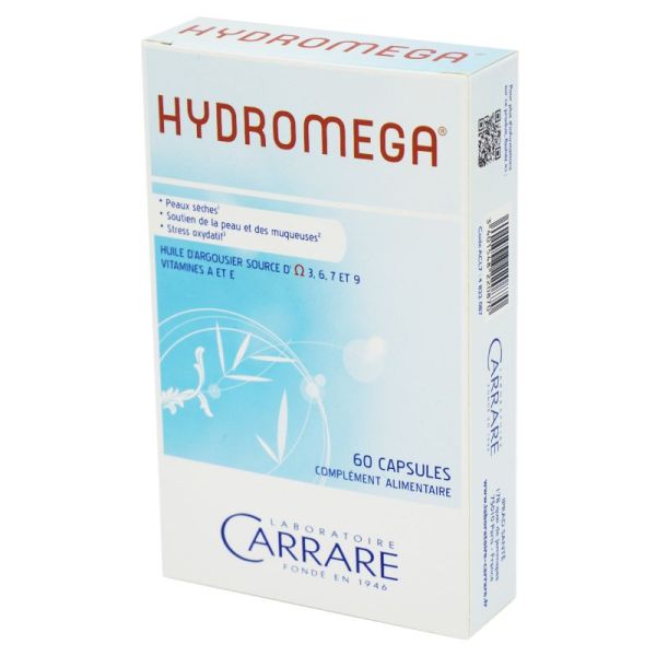 HYDROMEGA - Complément Alimentaire Hydratation de l' Intérieur, Peau et Muqueuses - 60 Capsules