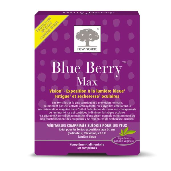 BLUE BERRY MAX 60 Comprimés - Vision, Lumière Bleue, Fatigue, Sécheresse Oculaire
