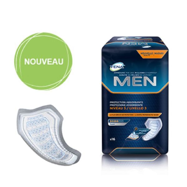TENA MEN Super Niveau 3 Bte/16 - Protection Absorbante Homme - Incontinence Urinaire Modérée