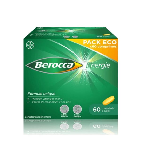 BEROCCA ENERGIE Pack ECO 60 Comprimés à Avaler - Forme Physique, Activité Mentale