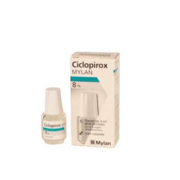 Ciclopirox 8 %, vernis à ongles médicamenteux - Flacon 3ml + pinceau