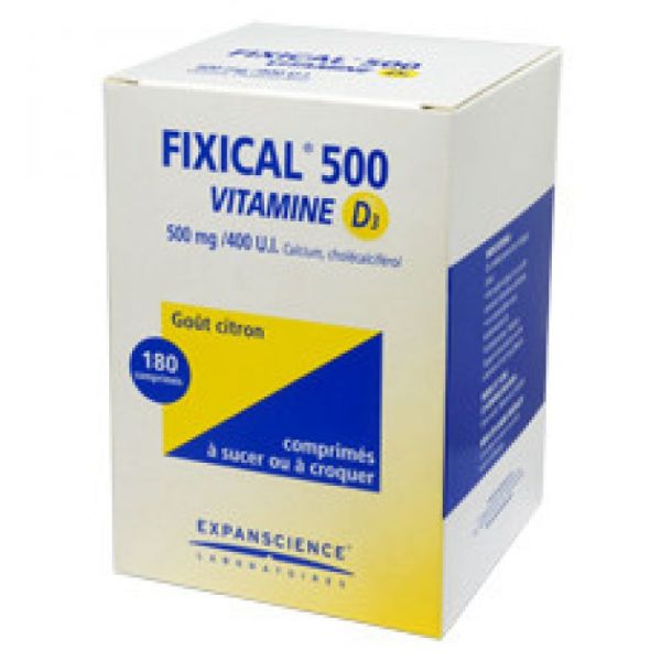 Fixical Vitamine D3 500 mg/400 UI, 180 comprimés à croquer ou à sucer