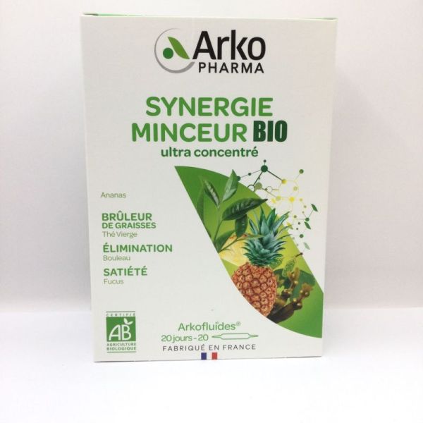 ARKOFLUIDES Synergie Minceur BIO 20x 10ml - Thé Vert, Fucus, Bouleau, Ananas