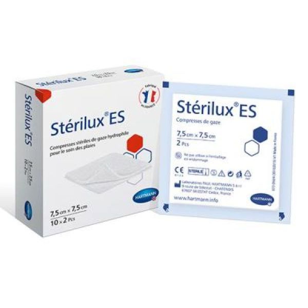 STERILUX ES Compresses Stériles 7.5 x 7.5 cm, Compresse de Gaze Coton, Soin et Protection des Plaies