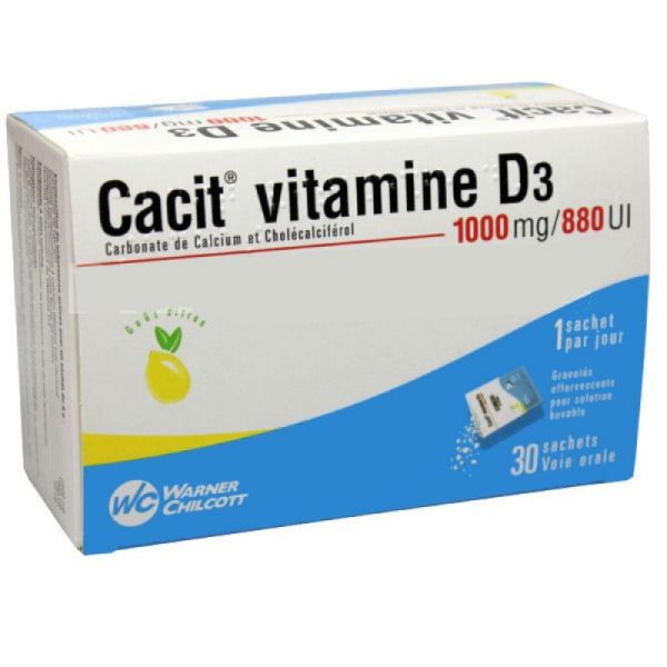 Cacit Vitamine D3 1000 mg/880 UI Granulés Effervescents pour solution buvable Bte/90