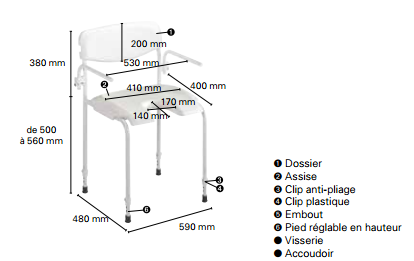 INVACARE - Embout de pied chaise douche Cadiz