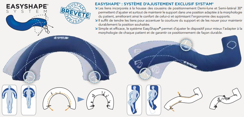 Coussin de positionnement demi-lune microbilles Systam - Vimedis - Coussin  de positionnement