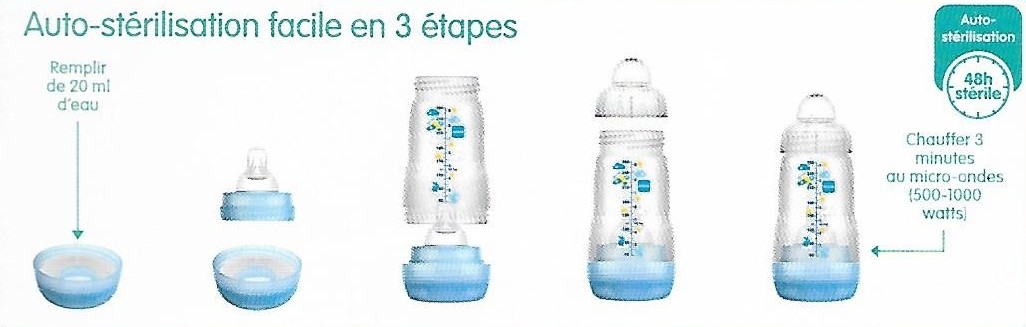 MAM 2 Biberons Easy Start Anti-colique 320ml Rose + Beige 4 Mois et +Tétine  Débit 3