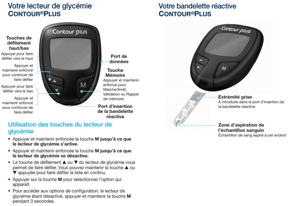 Bandelettes d'analyse de la glycémie CONTOUR PLUS