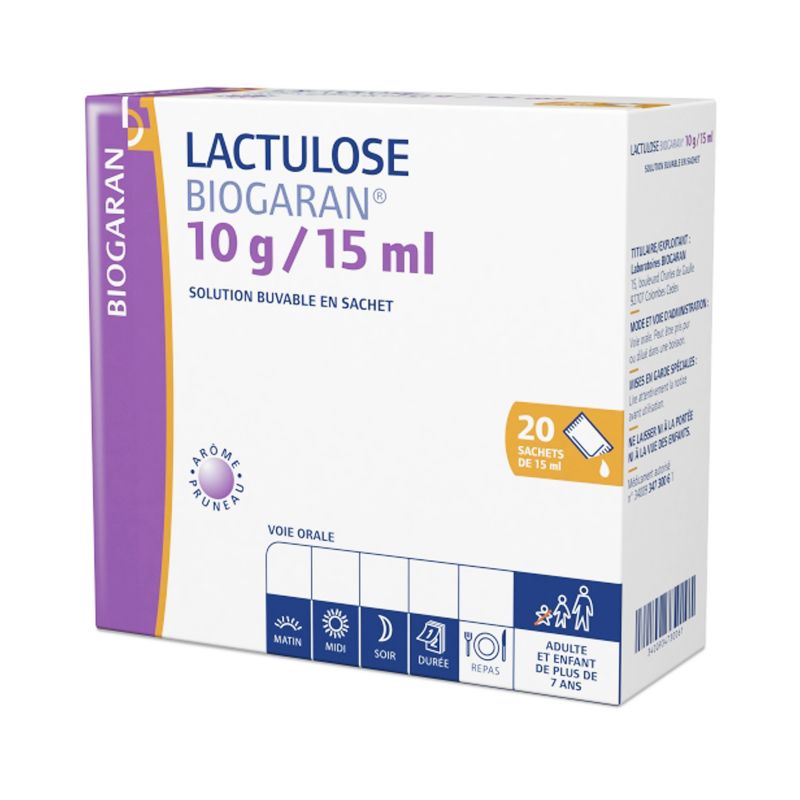 Lactulose Biogaran 10 g/15 ml, solution buvable, 20 sachets Pharmacie