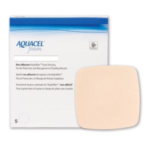 AQUACEL Foam Non Adhésif 12.5 x 12.5 cm - Pansement Hydrocellulaire Siliconé HydroFiber - Bte/10