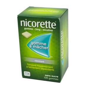 Nicorette 2 mg classique, sans sucre - 105 gommes à mâcher