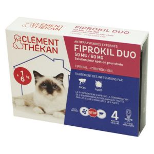 FIPROKIL DUO CHAT 50mg/60mg Pipettes 4x 0.50ml - Spot-On Antiparasitaires
