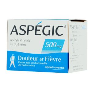 Aspégic 500 mg, poudre pour solution buvable - 20 sachets-dose