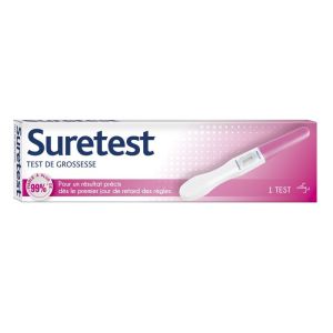 SURETEST Test de Grossesse Fiable à plus de 99% - Simple et Rapide - A Usage Unique - Bte/1 Unité -