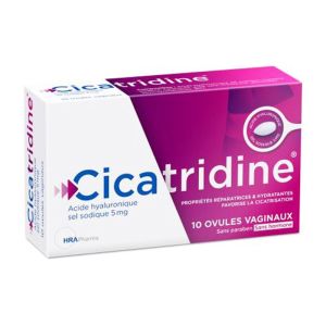 CICATRIDINE 10 Ovules Vaginaux - Acide Hyaluronique, Sel Sodique 5mg - Favorise la Cicatrisation