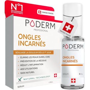 PODERM PROFESSIONAL Huile Sérum Apaisante 8ml - Ongles Incarnés, Courbés - 100% Naturel