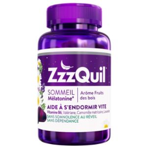 ZZZQUIL SOMMEIL 60 Gommes Arôme Fruit des bois - Complément Alimentaire Aidant à  s' Endormir Vite