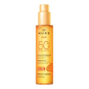 NUXE SUN Huile Solaire Bronzante SPF50 150ml - Protection UVA UVB Visage et Corps