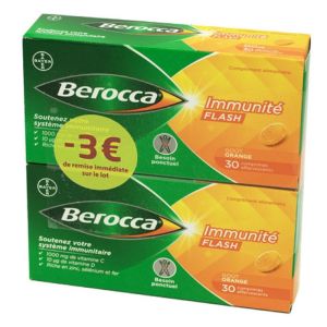 BEROCCA IMMUNITE FLASH Lot de 2x 30 Comprimés Effervescents - Soutien du Système Immunitaire