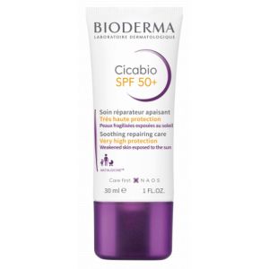 BIODERMA Cicabio SPF50+ 30ml - Soin Réparateur Apaisant pour Peaux Abîmées, Exposées au Soleil