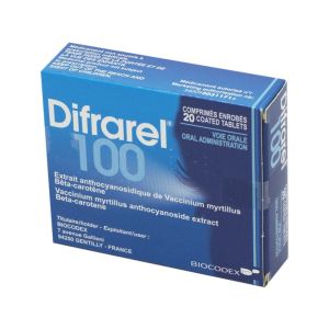Difrarel 100 mg, 20 comprimés enrobés - Petit modèle