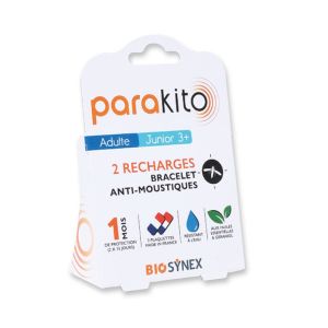 PARAKITO Plaquette Recharge Anti Moustiques pour Bracelet ou Clip PARAKITO - Aux HE - Bte/2