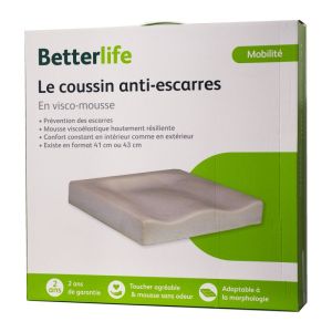 BETTERLIFE le Coussin Anti Escarres 43 cm en Mousse Viscoélastique à Mémoire de Forme - 1 Unité