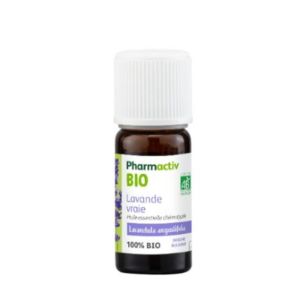 PHARMACTIV BIO Lavande Vraie (Lavandula angustifolia) Huile Essentielle 10ml - 100% Pure et Naturelle