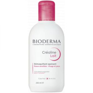 BIODERMA Créaline Lait 250ml - Démaquillant Apaisant sans Rinçage Visage et Yeux - Peaux Sensibles