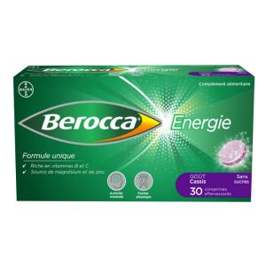 BEROCCA ENERGIE CASSIS Sans Sucre 30 Comprimés Effervescents - Forme Physique, Activité Mentale