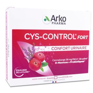 CYS CONTROL Fort avec Microbiotiques 10 Sachets + 5 Sticks à Diluer - Confort Urinaire