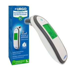 URGO Thermomètre Duo Tech Infrarouge 1 Unité - 2 en 1 : Frontal et Auriculaire