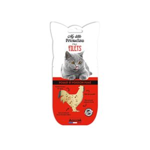 MY LITTLE FRIANDISE CHAT 1 Filet de Poulet et Poisson Fumé 30g - Viande de Poulet Désossée, Extrait de Thon