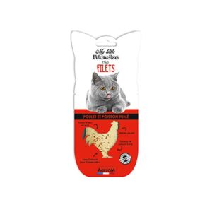 MY LITTLE FRIANDISE CHAT 1 Filet de Poulet et Poisson Fumé 30g - Viande de Poulet Désossée, Extrait de Thon