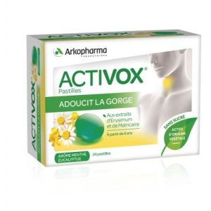 ACTIVOX Pastilles Sans Sucre Arôme Menthe Eucalyptus - Complément Alimentaire avec Edulcorants pour